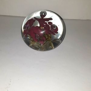 BEAUTIFUL 1970 ROY-AL RED TRUMPET FLOWER PAPERWEIGHT